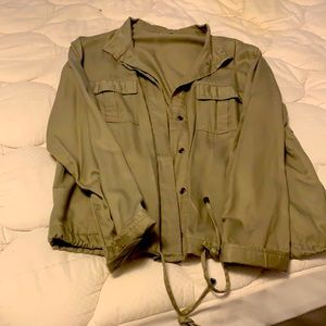 Olive button up with pockets